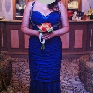 Faviana Size 12W Blue Elegant Dress